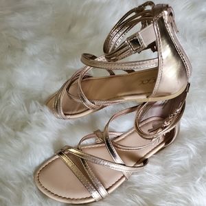 Metallic Rose Gold Gladiator Sandals